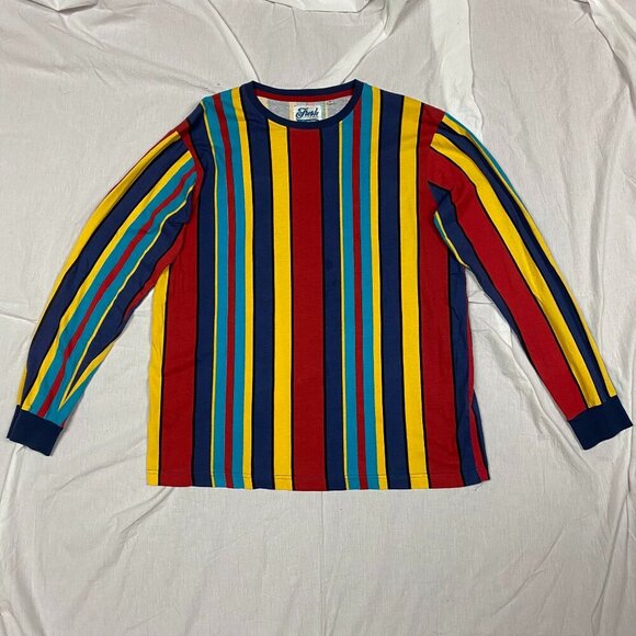 Fresh Prints of BelAire Long Sleeve T - Flashy Colorful Stripes, 100% Cotton - Picture 1 of 4